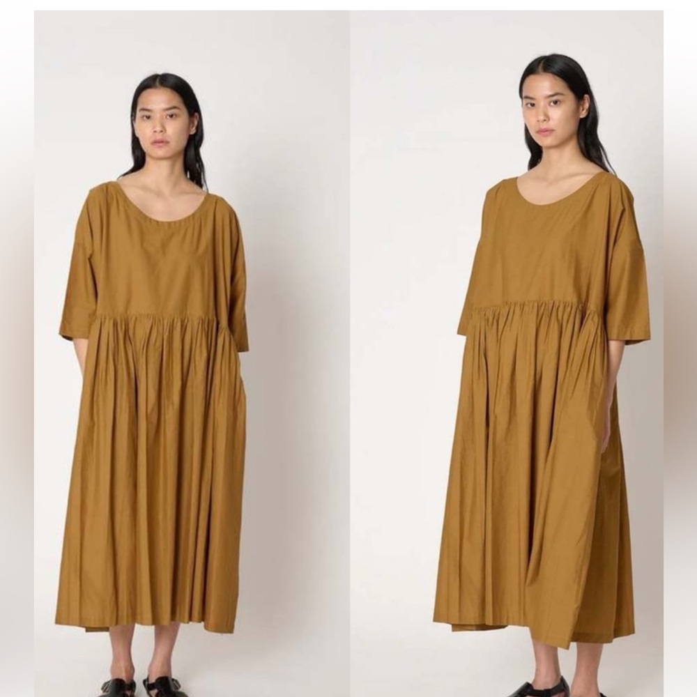 Shaina Mote Inesa Cotton Midi Dress Oversized Cumin One Size